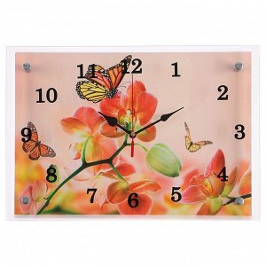 Часы настенные, серия: Цветы, "Орхидеи и бабочки", 25х35  см, в ассортименте