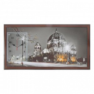 Часы-картина настенные, серия: Город, "Ночной Берлин", 50х100  см, в ассортименте