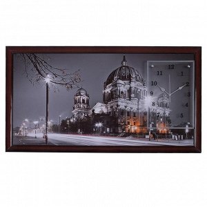 Часы-картина настенные, серия: Город, "Ночной Берлин", 50х100  см, в ассортименте