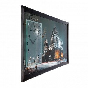 Часы-картина настенные, серия: Город, &quot;Ночной Берлин&quot;, 50 х 100 см, микс