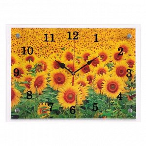 Часы настенные, серия: Цветы, "Подсолнухи", 25х35 см в ассортименте
