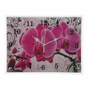 Часы настенные, серия: Цветы, "Розовые орхидеи с узором", 30х40  см, в ассортименте