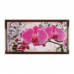 Часы-картина настенные "Розовые орхидеи с узором", 50х100 см, в ассортименте