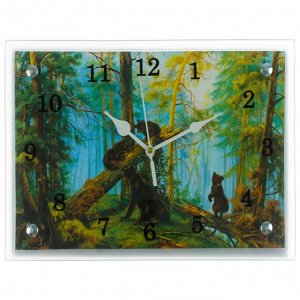 Часы настенные, серия: Животный мир, "Медведи в лесу", 20х30  см, в ассортименте