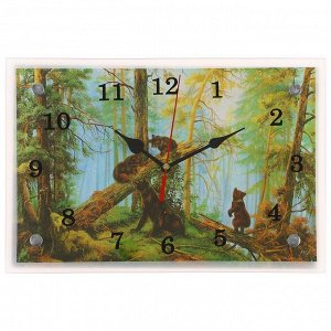 Часы настенные, серия: Животный мир, "Медведи в лесу", 20х30  см, в ассортименте