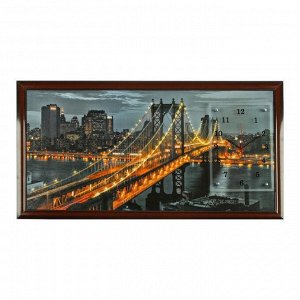 Часы-картина настенные, серия: Город, &quot;Манхэттенский мост&quot;, 50х100  см, микс