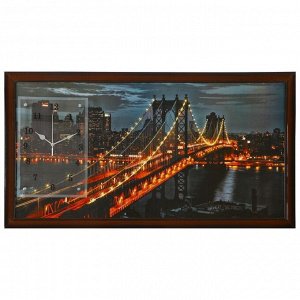 Часы-картина настенные, серия: Город, "Манхэттенский мост", 50х100  см, микс