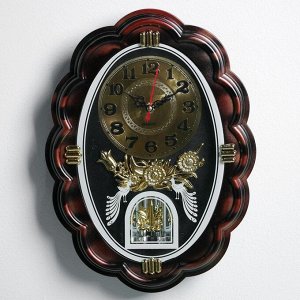 Часы настенные, серия: Маятник, "Павлины", 32 х 24 см