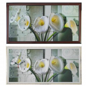Часы-картина настенные, серия: Цветы, "Белые каллы", 50 х 100 см