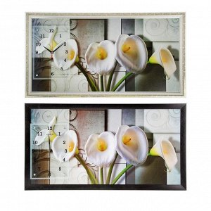 Часы-картина настенные, серия: Цветы, "Белые каллы", микс 50х100 см