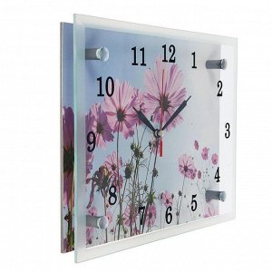 Часы-картина настенные, серия: Цветы, "Сиреневые цветы", 20х25 см