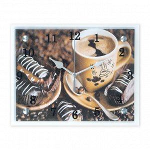 Часы настенные, серия: Кухня, "Кофе с пирожным", 20х25  см, микс