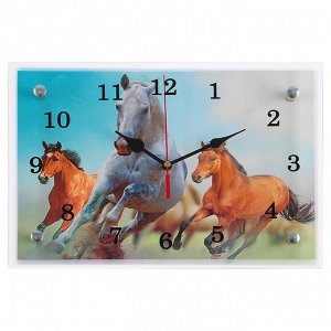 Часы настенные, серия: Животный мир, "Лошади", 20х30 см