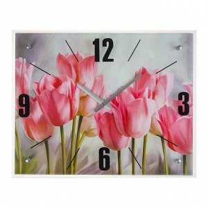 Часы настенные, серия: Цветы, "Розовые тюльпаны", 40х50  см, в ассортименте