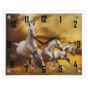 Часы настенные, серия: Животный мир, "Кони", 35х45  см, в ассортименте