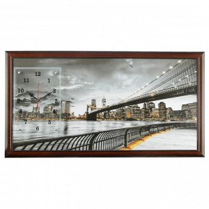 Часы-картина настенные, серия: Город, "Бруклинский мост", 50х100 см, миск