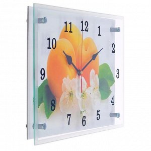 Часы настенные, серия: Кухня, "Абрикосы с цветами", 25х35  см, в ассортименте