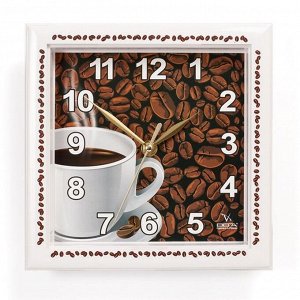 Часы настенные квадратные "Зерна кофе", кухонные