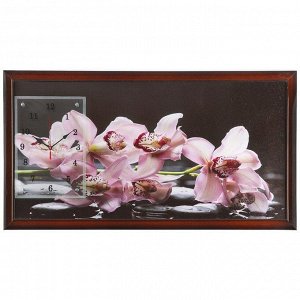 Часы-картина настенные, серия: Цветы, "Фиолетовые орхидеи", 50х100  см, в ассортименте