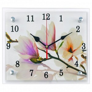 Часы настенные, серия: Цветы, "Бело-сиреневые цветы", 20х25  см, в ассортименте