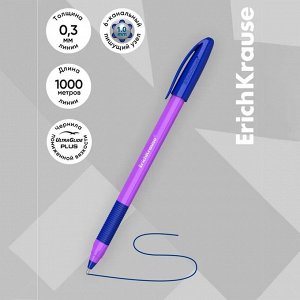 Набор ручек шариковых 4 штуки, ErichKrause U-109 Neon Stick&Grip, игольчатый узел 1.0 мм, чернила синие, супермягкое письмо, резиновый держатель, корпус неоновый, МИКС