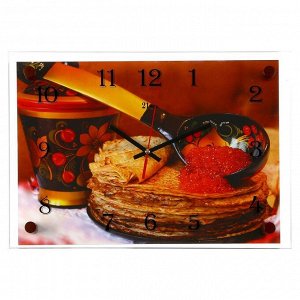 Часы настенные, серия: Кухня, "Блинчики с икрой" , 25х35  см, микс