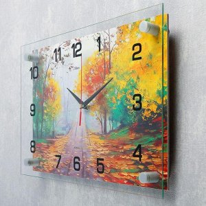 Часы настенные, серия: Природа, "Осенняя дорога. Картина маслом", 25х35 см микс