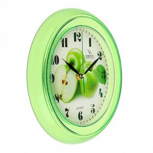 Часы настенные круглые "Яблоки", зеленые