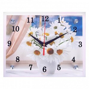 Часы настенные, серия: Цветы, "Ромашки", 20х25  см, микс