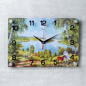 Часы настенные, серия: Природа, "Кони", 25х35  см, в ассортименте