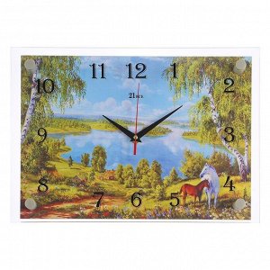 Часы настенные, серия: Природа, "Кони", 25х35  см, в ассортименте