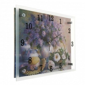 Часы настенные, серия: Цветы, "Сирень в вазе", 25х35  см, микс