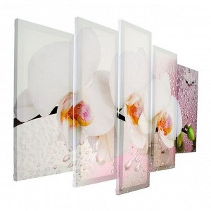 Часы настенные, модульные, серия: Цветы, "Белая орхидея", 80х140 см