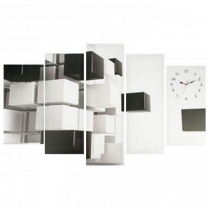 Часы настенные модульные «Чёрно-белая абстракция», 80 х 140 см