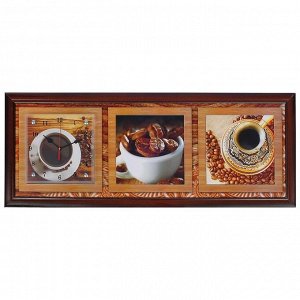 Часы-картина настенные, серия: Кухня, "Кофейные зерна", 35х100  см, микс