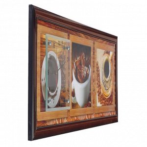 Часы-картина настенные, серия: Кухня, "Кофейные зерна", 35х100  см, микс