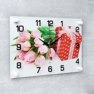 Часы настенные, серия: Цветы, "Подарок", плавный ход, 25х35 см