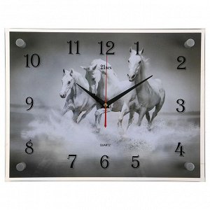 Часы настенные, серия: Животный мир, "Кони", 30х40  см, в ассортименте