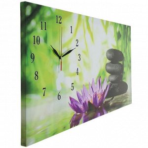 Часы настенные, серия: Цветы, на холсте "Цветы и камни", 40х76  см, стрелки микс