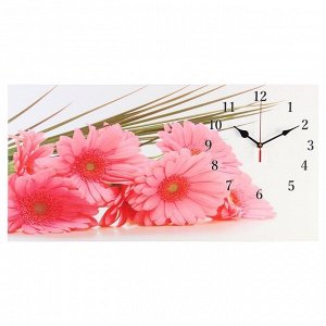 Часы настенные, серия: Цветы, на холсте &quot;Розовые герберы&quot;, 40х76  см, микс