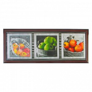 Часы-картина настенные, серия: Кухня, "Яблочный микс", 35х100  см, микс