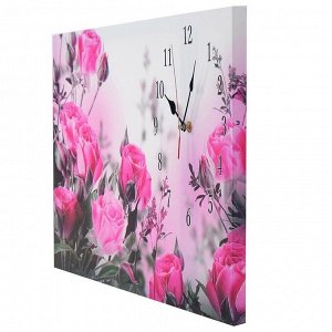 Часы настенные, на холсте, серия: Цветы, "Розовые розы", 40х76  см, в ассортименте
