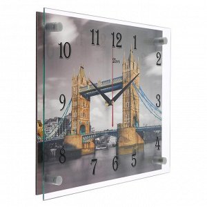 Часы настенные, серия: Город, "Тауэрский мост, Красный и Ч/Б", 30х40  см, в ассортименте