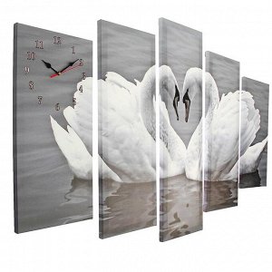 Часы настенные модульные «Пара лебедей. Хром», 80 х 140 см