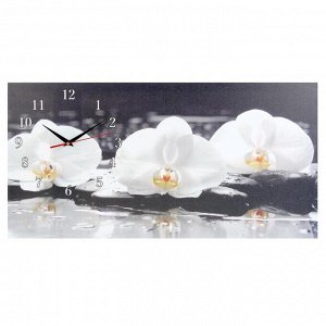 Часы настенные, серия: Цветы, на холсте "Белые орхидеи", 40х76  см, микс