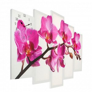 Часы настенные, модульные, серия: Цветы, &quot;Фиолетовые орхидеи&quot;, 80х140 см