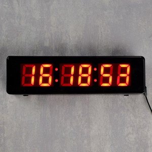 Часы настенные электронные, цифры красные 9х32 см
