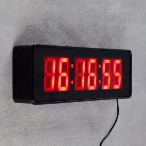Часы настенные электронные, цифры красные 9х32 см