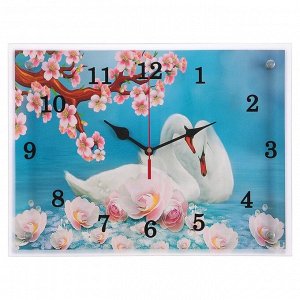Часы настенные, серия: Животный мир, "Лебеди", 30х40 см в ассортименте