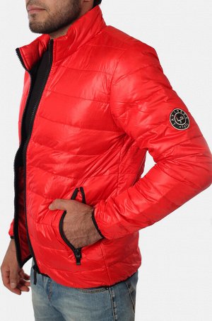 Куртка Яркая мужская куртка Layinsck. Красно-оранжевая стеганая демисезонная модель. №3653 ОСТАТКИ СЛАДКИ!!!!